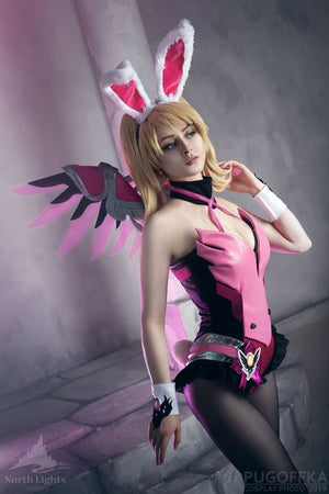 Pink Mercy Bunny Suit Overwatch Cosplay Costume