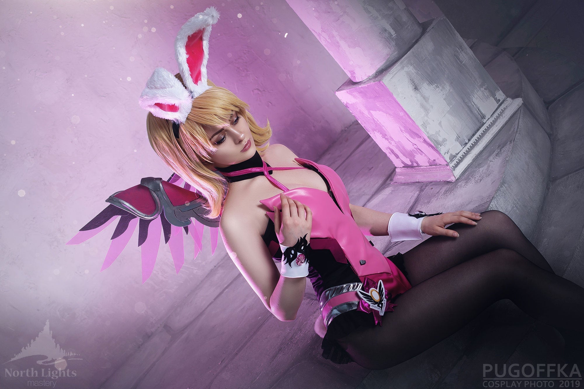 Pink Mercy Bunny Suit Overwatch Cosplay Costume