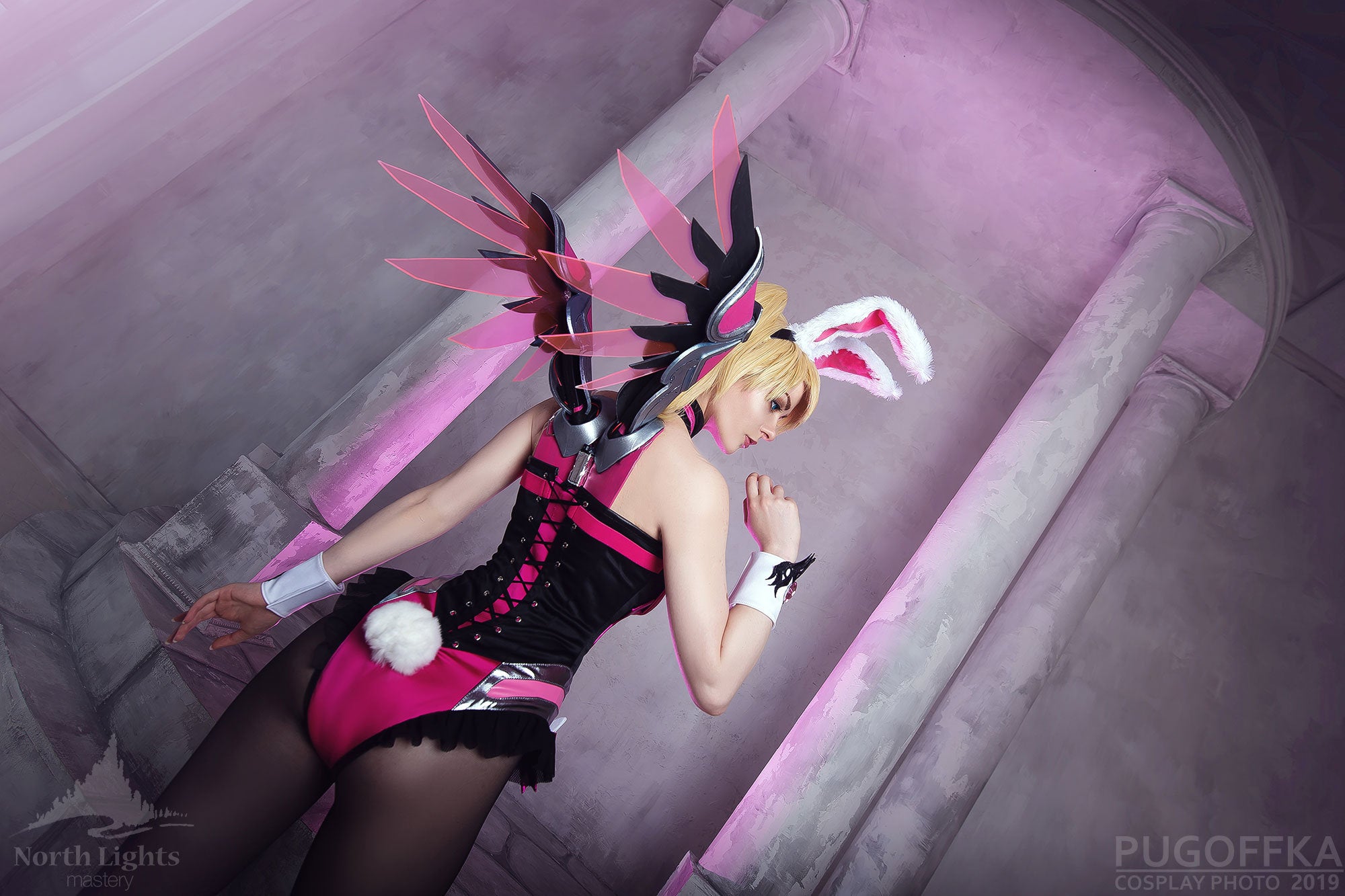 Pink Mercy Bunny Suit Overwatch Cosplay Costume