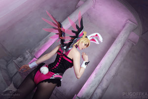 Pink Mercy Bunny Suit Overwatch Cosplay Costume