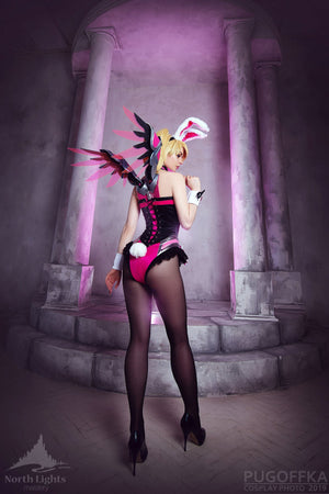 Pink Mercy Bunny Suit Overwatch Cosplay Costume